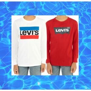 Levi’s Boys’ 2-pack Long Sleeve Tees Red & White Size: 5/6
